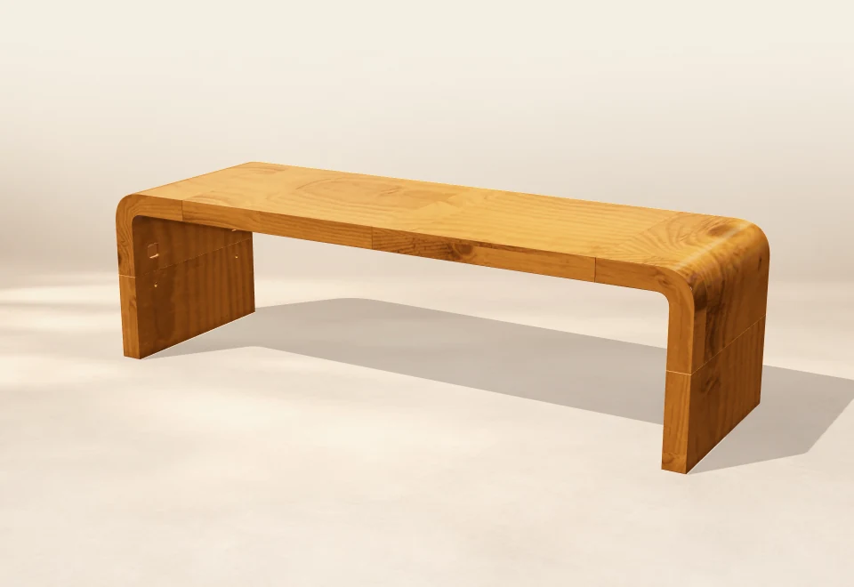 Low rounded bench, 3D render