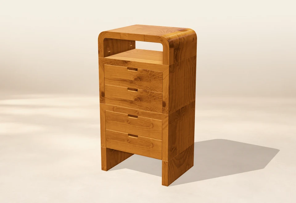 Tall four-drawer chest, 3D render