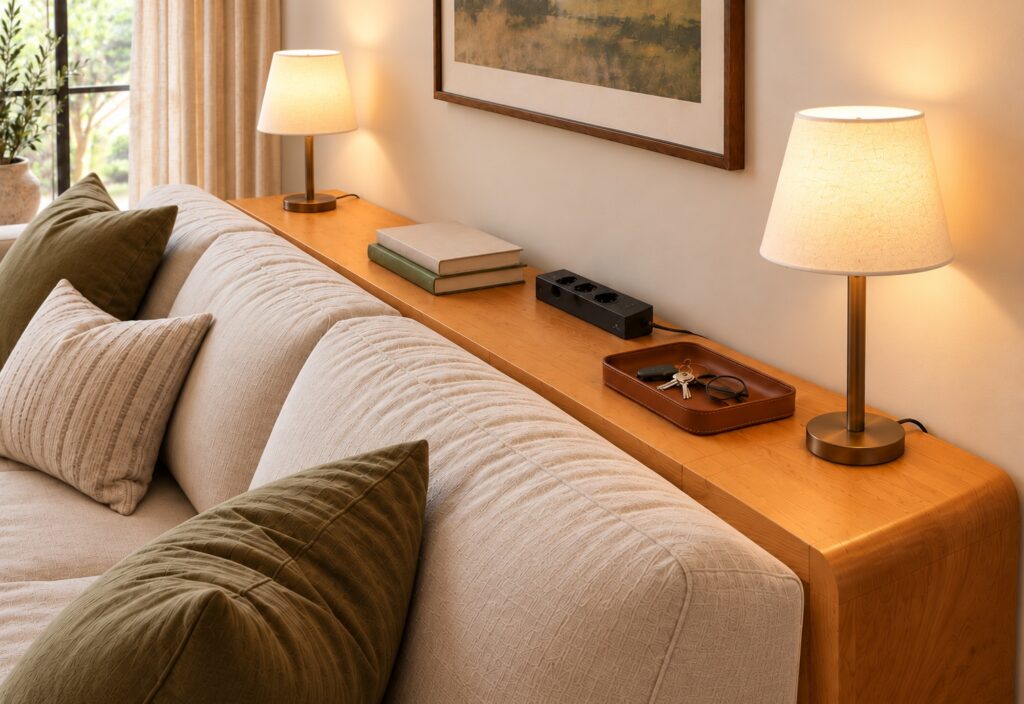 High sofa-back table